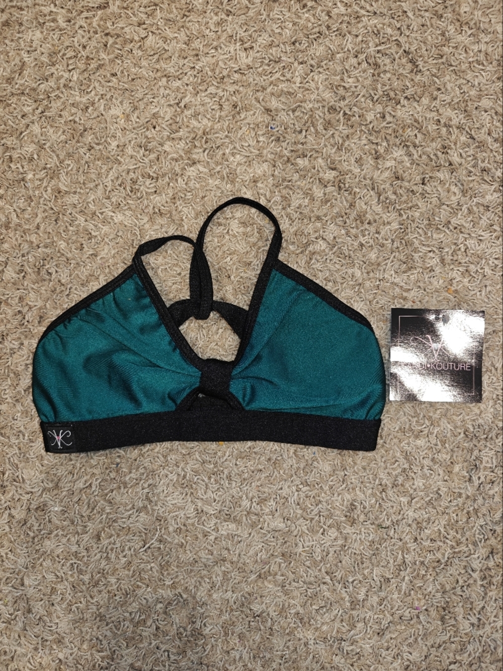 Kandi Kouture Emerald Green And Black Bralette Dance Top